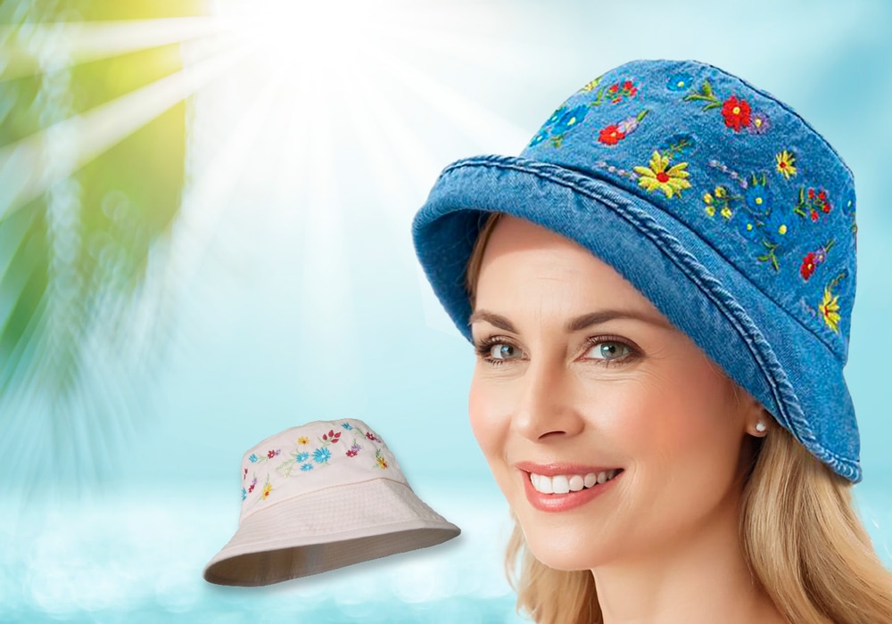 Bestickter Blumenhut